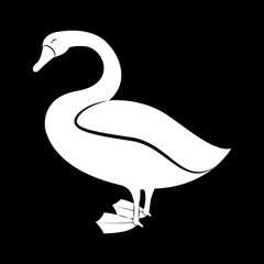 Vector image of a silhouette of a bird swan