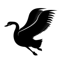 Vector image of a silhouette of a bird swan