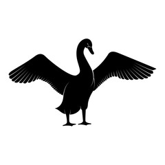 Vector image of a silhouette of a bird swan