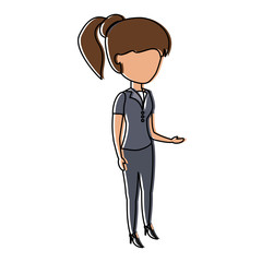 avatar businesswoman standing over white background, colorful design. vector illustration
