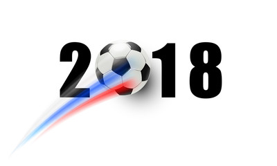 2018 Fußball im Flug mit Russland Trikolore Schweif 