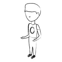 sketch of avatar man wearing casual clothes standing icon over white background vector illustration