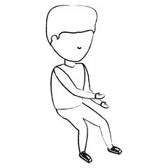 sketch of avatar man sitting icon over white background vector illustration