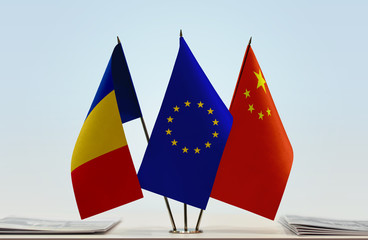 Flags of Romania African Union and China