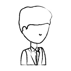 sketch of avatar businessman icon over white background, vector illustration