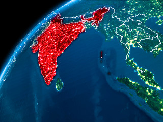 Map of India at night