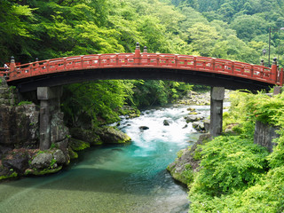 Fototapeta na wymiar Japan Brücke Fluss Hintergrund