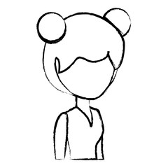 sketch of avatar woman icon over white background, vector illustration
