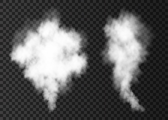 White  smoke burst  isolated on transparent background.