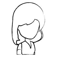 sketch of avatar woman icon over white background, vector illustration