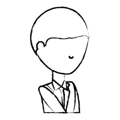 sketch of avatar businessman icon over white background, vector illustration