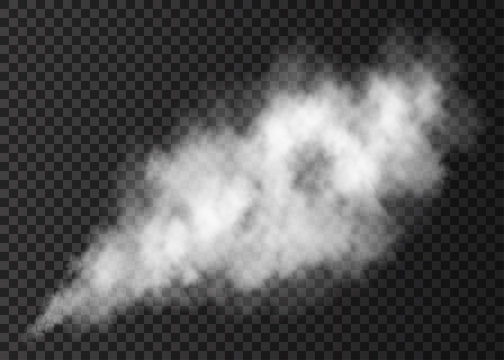 White  smoke puff isolated on transparent background.