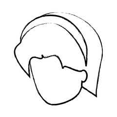 avatar woman face with headband over white background, vector illustration