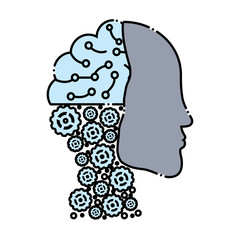 artificial intelligence design with robotic head icon over white background, colorful design. vector illustration