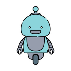 Cartoon little robot icon over white background, colorful design. vector illustration
