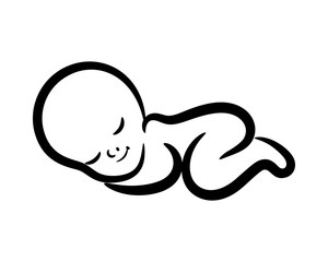 Contour newborn sleeping baby, isolated vector