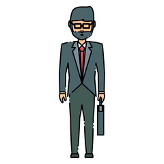 avatar businessman standing and holding a briefcase icon over white background, colorful design. vector illustration