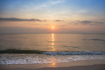 sunrise at  tropical calm sea in Hua Hin, Thailand