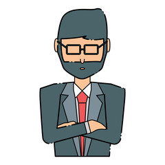 avatar businessman with arms crossed over white background, colorful design. vector illustration
