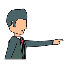 avatar businessman pointing  over white background, colorful design. vector illustration