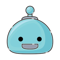 Cartoon robot head icon over white background, colorful design. vector illustration