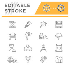 Set line icons of constructing industry