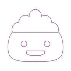 Cartoon robot showing the brain over white background, colorful line design. vector illustration