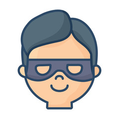 cartoon thief face icon over white background, colorful design. vector illustration