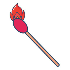 Burning match icon over white background, colorful design. vector illustration