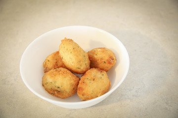 Traditional Portuguese food: codfish cakes