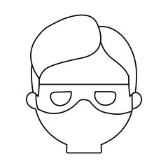 cartoon thief face icon over white background, vector illustration