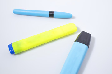 Chancellery colored highlighter in a white background