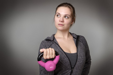 fitness model on gray background