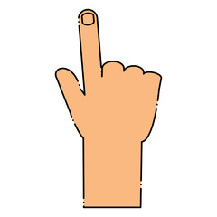 hand pointing icon over white background, colorful design.  vector illustration