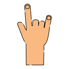 hand with rock symbol over white background, colorful design. vector illustration