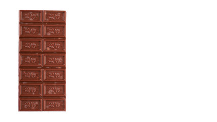 chocolate bar with nuts isolated on white background. copy space, template