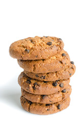 Cookies with chocolate on a white background, isolate.