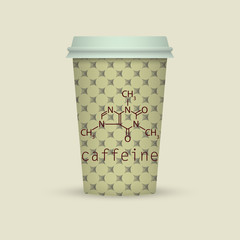 caffeine chemical formula on coffee paper cup