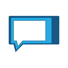 speech square bubble icon over white background, blue shading design. vector illustration