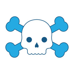 danger skull icon over white background, blue shading design. vector illustration