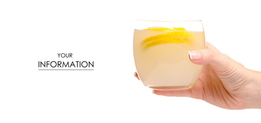 Glass of lemonade lemon in hand pattern