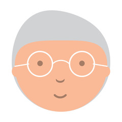 Old man with glasses icon over white background, colorful design. vector illustration