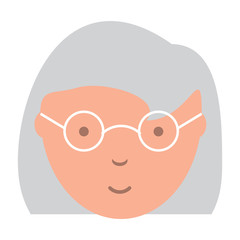 cartoon old woman with glasses over white background, colorful design. vector illustration