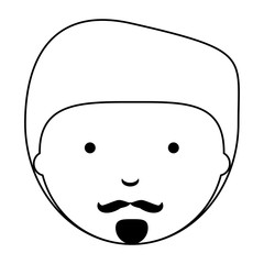 cartoon man with mustache over white background, vector illustration