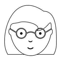 cartoon woman with glasses icon over white background, vector illustration