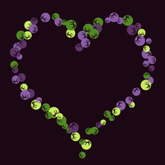 Vector Confetti Background Pattern. Element of design. Colored stylized berries on a black background