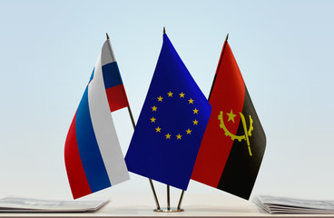 Flags of Slovenia European Union and Angola