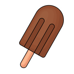 chocolate ice cream bar icon over white background, colorful design. vector illustration