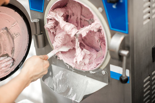 Getting the leavings from the ice cream maker machine
