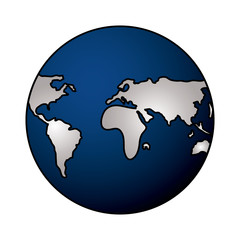 earth planet globe icon over white background, colorful design.  vector illustration